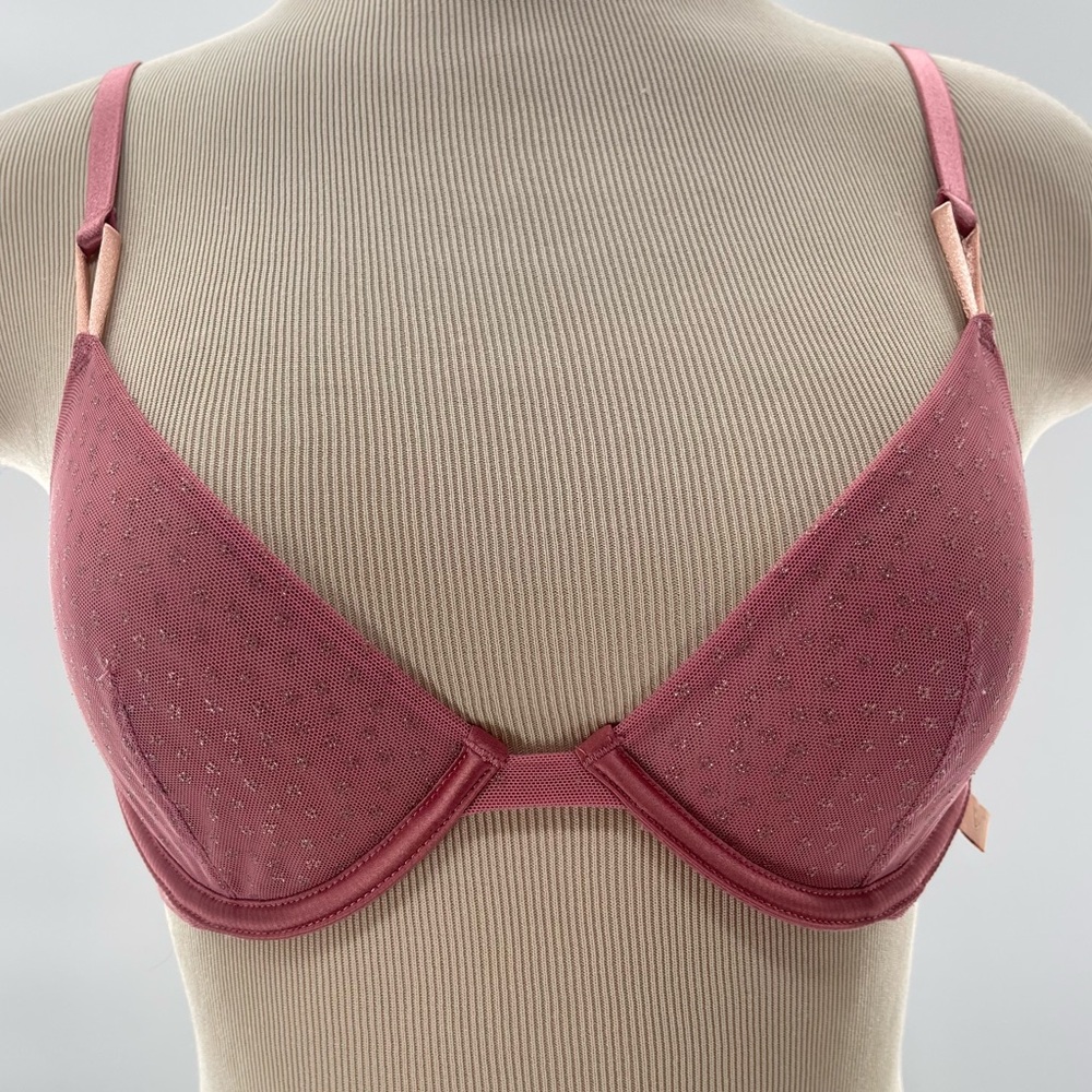 Victoria’s Secret Unlined Demi Bra Underwire Pink Shimmer Size 32C